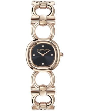 Ferragamo Double Gancini Ip Stainless Steel Bracelet Watch 25mm - Metallic