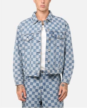 Xxiii Checker Board Trucker Jacket - Blue