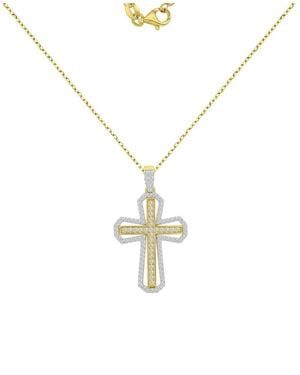 Macy's Gold And Silver-plated Cross Necklace - White
