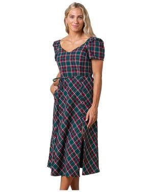 Hope & Henry Short Sleeve Sweetheart Dress - Blue