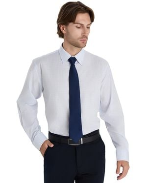 Club Room Promo Regular Fit Micro Check Dress Shirt - Blue