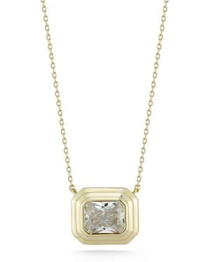 Rachel Zoe 14k Plated Sterling Silver Radiant Cut Solitaire Necklace - Metallic