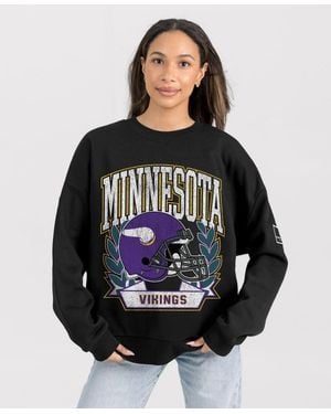 Gameday Couture Minnesota Vikings Victory Lane Oversized Dropped-shoulder Distressed-graphic Sweatshirt - Black