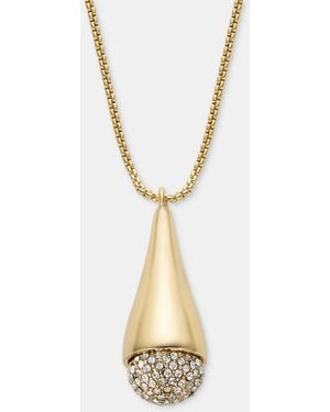 DKNY Gold-tone 40" Pave Beaded Pendant Necklace - Metallic