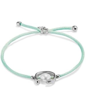 Uno De 50 Blue Silk-style Thread Bracelet - White