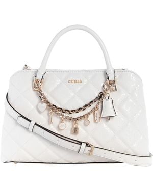 Guess Libby 2-compartment Medium Satchel Bag - White