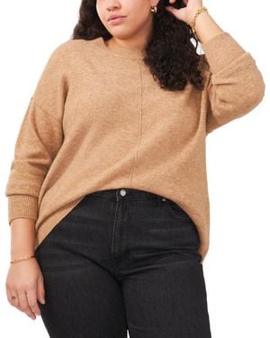 Vince Camuto Plus Size Cozy Long Sleeve Extend Shoulder Sweater - Black