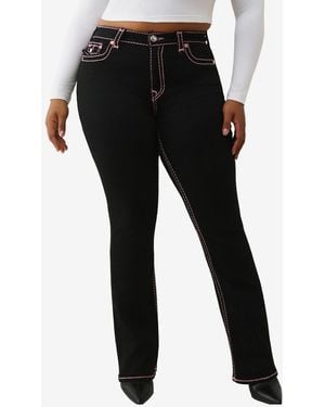 TRUE RELIGION Plus Size Becca Mid Rise Bootcut Super T Flap Jeans - Black