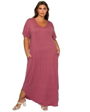 L I V D Plus Size Scarlett Maxi Pocket Dress - Red