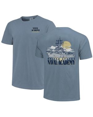 Image One And Navy Midshipmen Hyper Local Naval Ship Sunset T-shirt - Blue