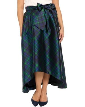 Muse Plus Size High-low Plaid Ball Gown Skirt - Blue