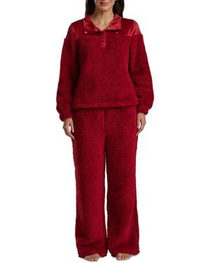 Tommy Hilfiger 2-piece Long Sleeves Top And High Waist Pants Set - Red