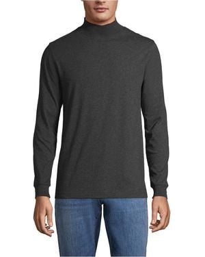 Lands' End Big & Tall Super-t Mock Turtleneck - Black