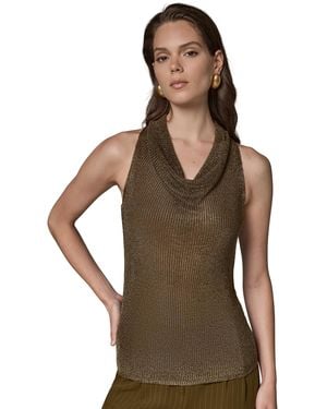 Donna Karan Cowl Neck Sleeveless Sweater - Brown