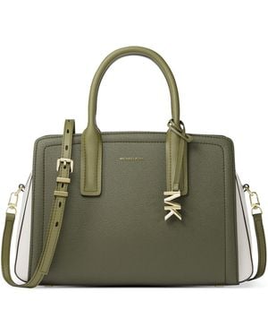Michael Kors Michael Laila Medium Color-block Leather Satchel - Green