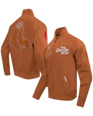 Pro Standard Boston Red Sox Paint The City Twill Full-zip Jacket - Brown