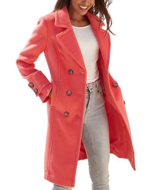 Lascana Double-breasted Lapel Fully Lined Coat - Red