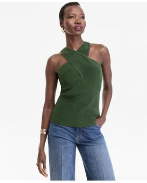 INC International Concepts Metallic Halter Sleeveless Sweater - Green