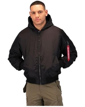 Alpha Industries Ma-1 Hooded Oxford Flight Jacket - Black