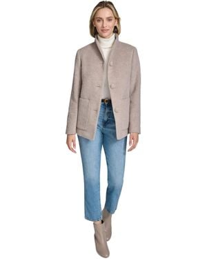 Andrew Marc Piper Button Front Wool Blend Jacket - Blue