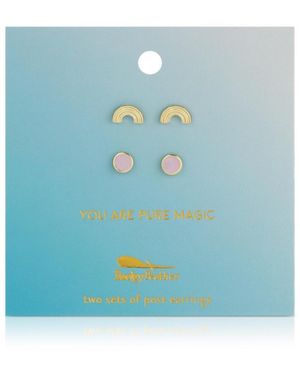 Lucky Feather Earring Set - Blue