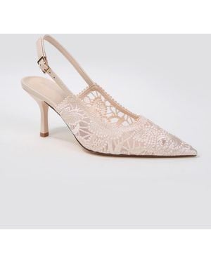 BERNESS Hertha Lace Upper Slingback Heels - Pink
