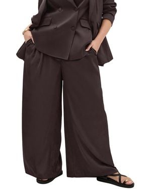 City Chic Rylie Satin Palazzo Pant - Brown