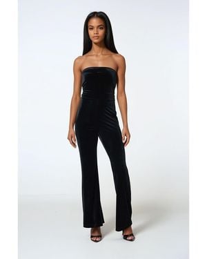 Bebe Strapless Velvet Jumpsuit - White