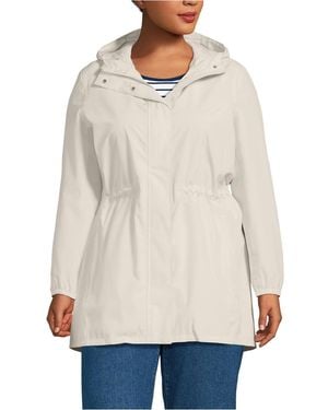 Lands' End Plus Size Squall Packable Waterproof Raincoat - White
