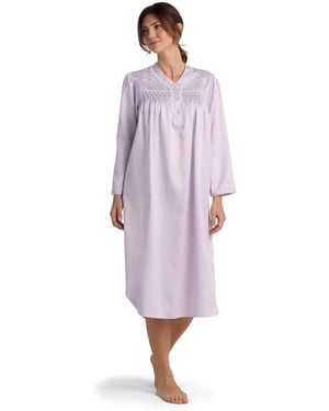 Miss Elaine Petite Long Sleeve Sleepwear Gown - Purple