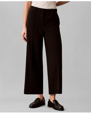 Calvin Klein High Rise Cropped Wide Leg Pants - Black