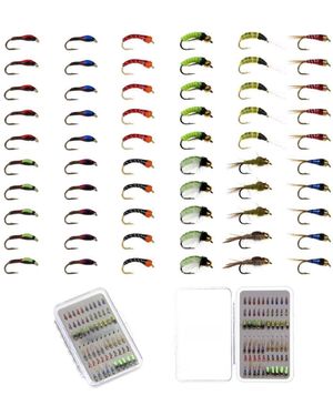 Piscifun 60 Hand Tied Fly Fishing Flies Assortment Trout Freshwater - White