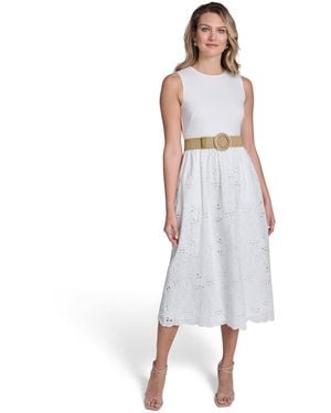 Jessica Howard Crewneck Sleeveless Midi Dress - White