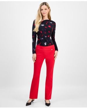 INC International Concepts Petite Mid-rise Bootcut Pants - Red