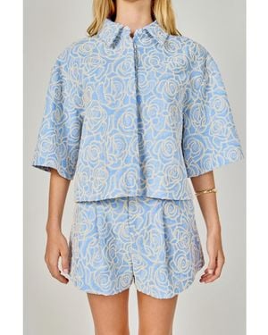 Endless Rose Embroidered Detail Top - Blue