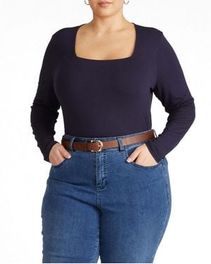 UNIVERSAL STANDARD Plus Size Agatha Liquid Jersey Top - Blue