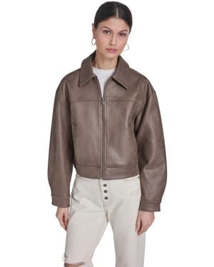 Levi's Faux Suede Relaxed Fit Zip Front Jacket - Brown