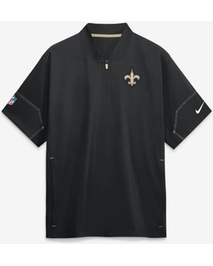 Nike New Orleans Saints Sideline Short Sleeve Quarter-zip Coaches Jacket - Black