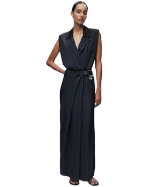 Nocturne Embellished Belt-detail Maxi Dress - Blue
