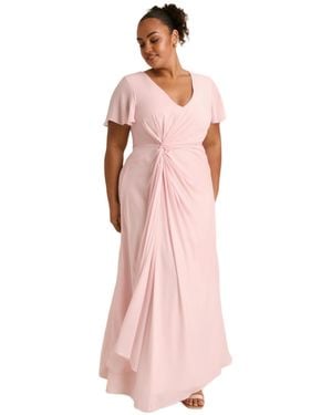 Six Stories Knot Front Chiffon Bridesmaid Dress - Pink