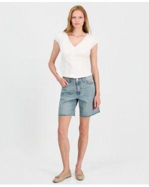 And Now This Now This Studded Raw Hem Jean Shorts Macys Exclusive - Blue