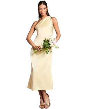 Oasis One Shoulder Satin Bridesmaids Dress - Metallic