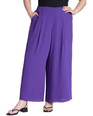 Eloquii Plus Size Wide Leg Chiffon Pant - Purple
