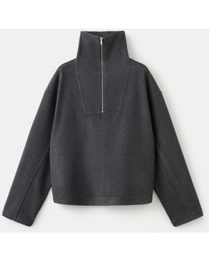 Mango Turtleneck Zip Sweater - Black