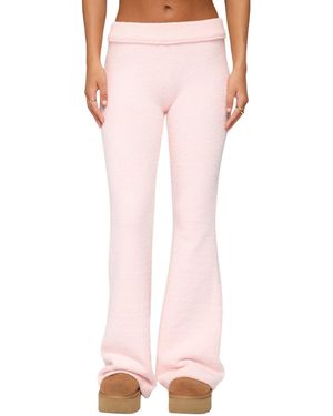 Edikted Plush Flared Pants - Pink