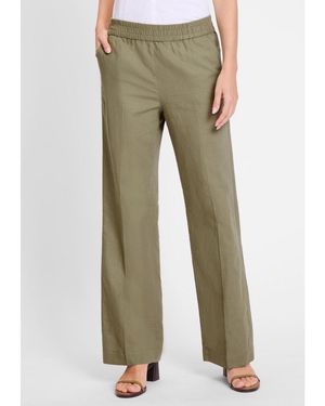 Olsen Anna Fit Wide Leg Pull-on Pants - Green