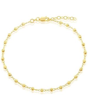 Simona Sterling Silver Diamond Cut Beaded Anklet - Metallic