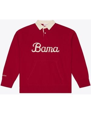 Mitchell & Ness Alabama Tide Retro Roots French Terry Fleece Polo Shirt - Red