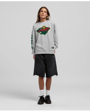 Mitchell & Ness Minnesota Wild Core 3-hit Oversized Dropped-shoulders Sweatshirt - Gray