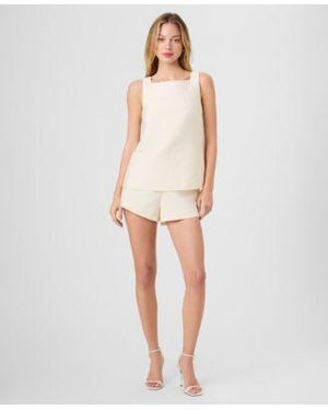 French Connection Sleeveless Square Neck Top Relaxed Fit Shorts - White